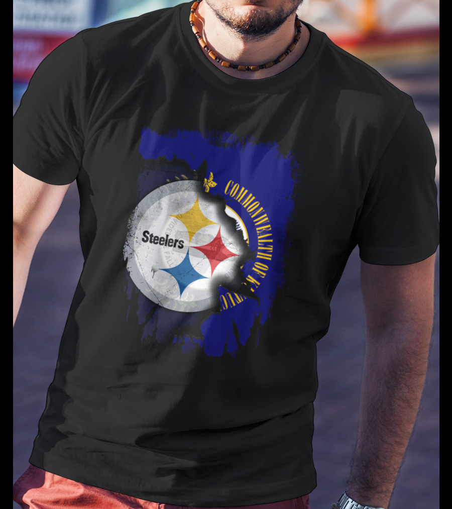 Commonwealth Of Kentucky With Steelers Football T-Shirt