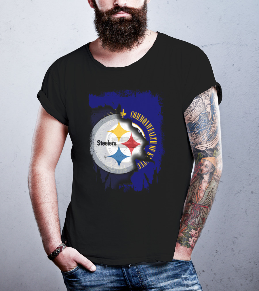 Commonwealth Of Kentucky With Steelers Football T-Shirt