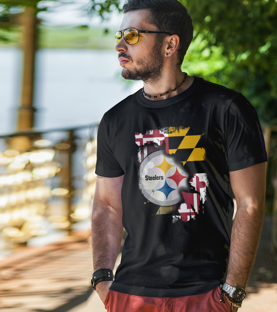 Together Maryland Flag Steelers Logo Fusion T-Shirt