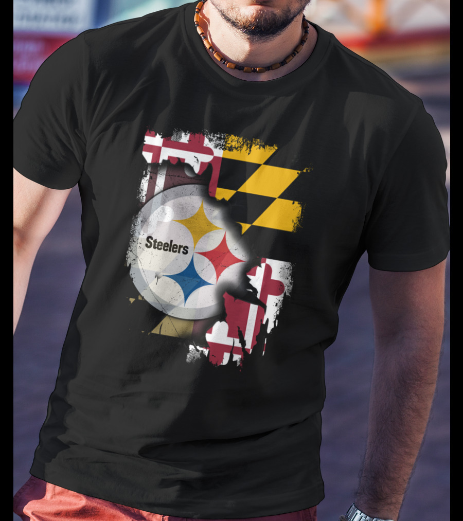 Together Maryland Flag Steelers Logo Fusion T-Shirt