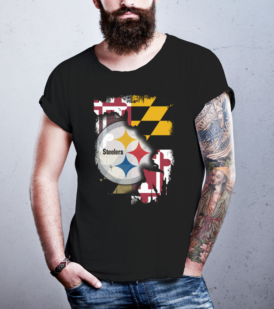 Together Maryland Flag Steelers Logo Fusion T-Shirt
