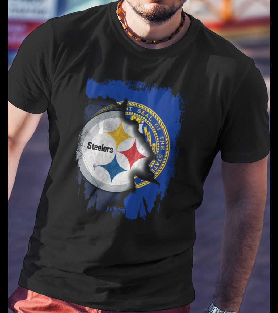 Nebraska State Seal With Steelers Logo Integration T-Shirt