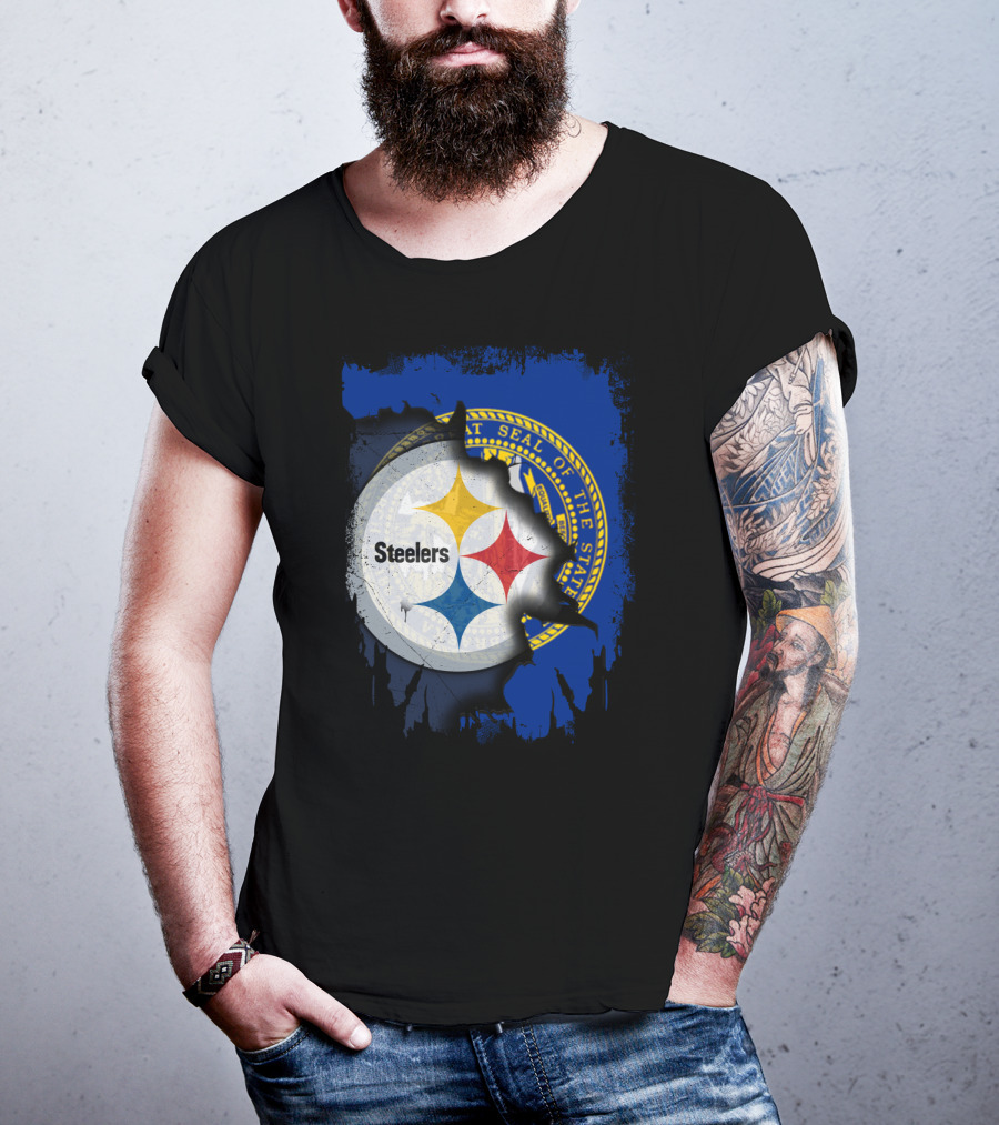 Nebraska State Seal With Steelers Logo Integration T-Shirt