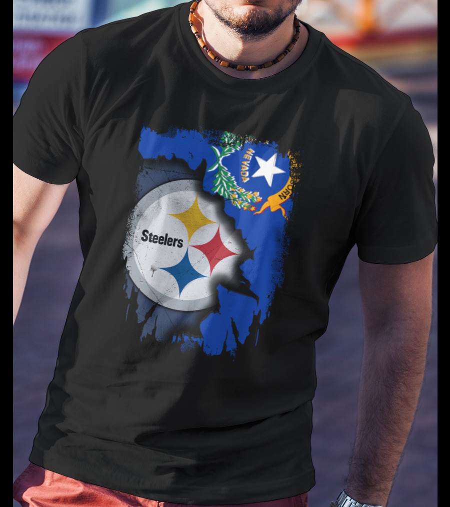 Nevada Steelers Fan Collaboration With State Flag Elements T-Shirt