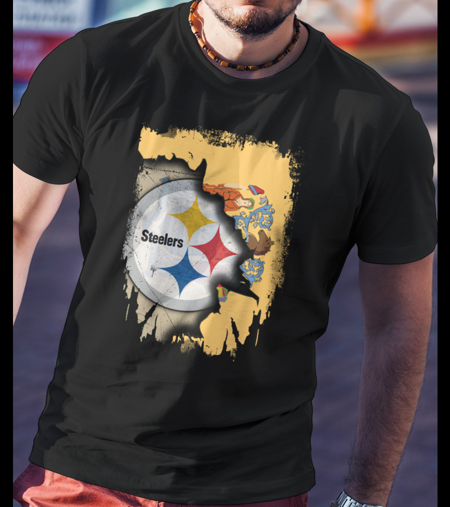 Steelers Logo Within New Jersey Map T-Shirt