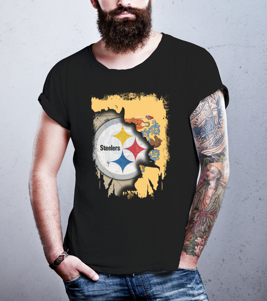 Steelers Logo Within New Jersey Map T-Shirt