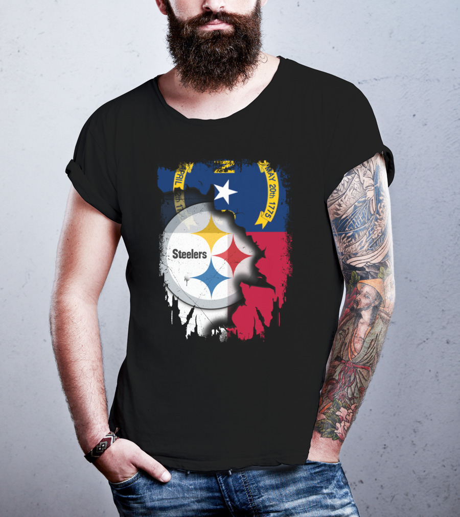 Together North Carolina With Steelers Logo Fusion T-Shirt