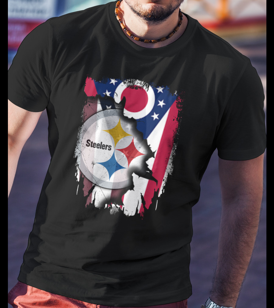 Ohio Steelers Fusion With Flag T-Shirt
