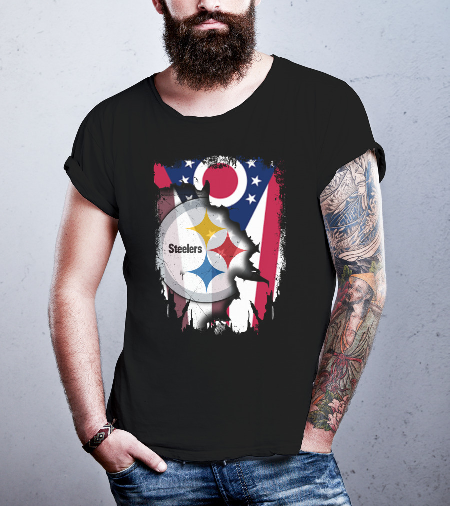 Ohio Steelers Fusion With Flag T-Shirt