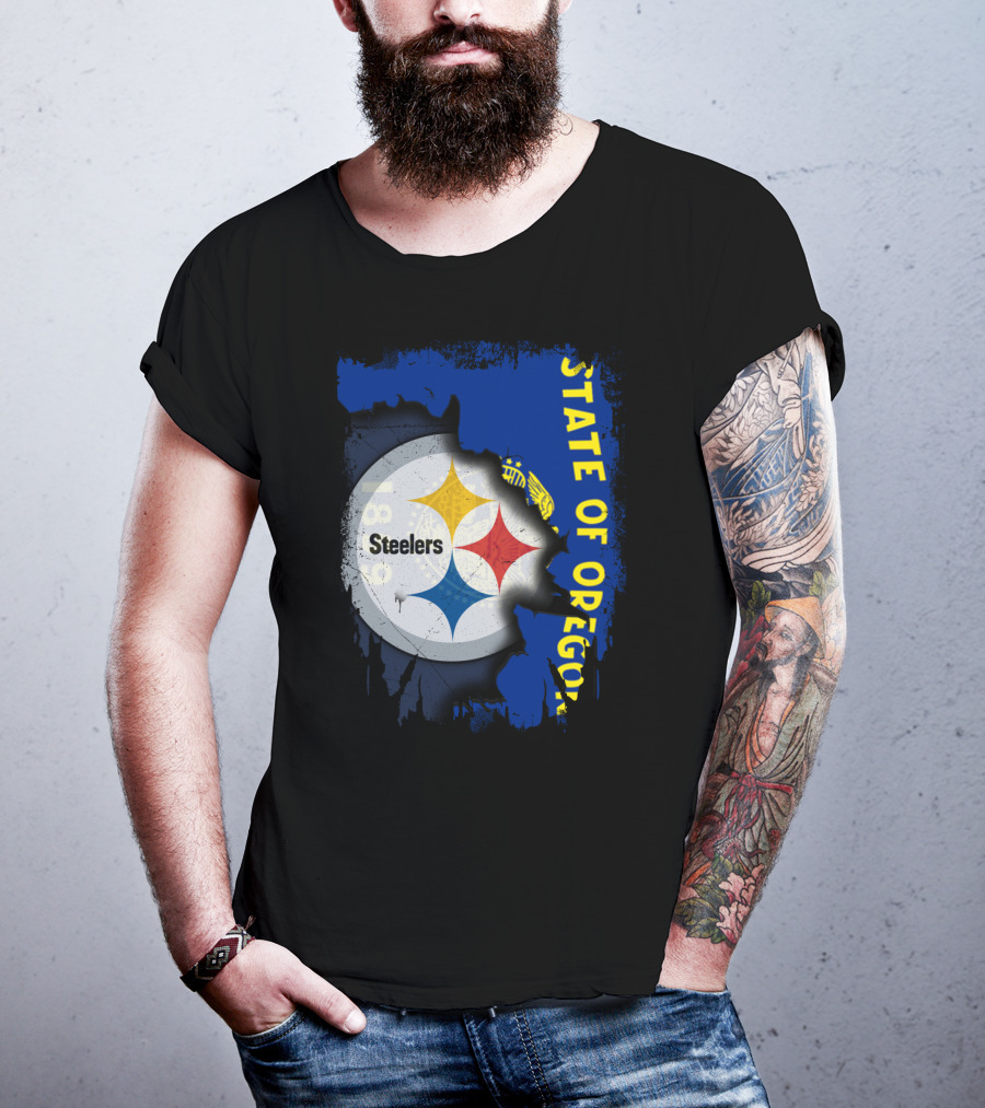 State Of Oregon 1848 Steelers Logo Fusion T-Shirt