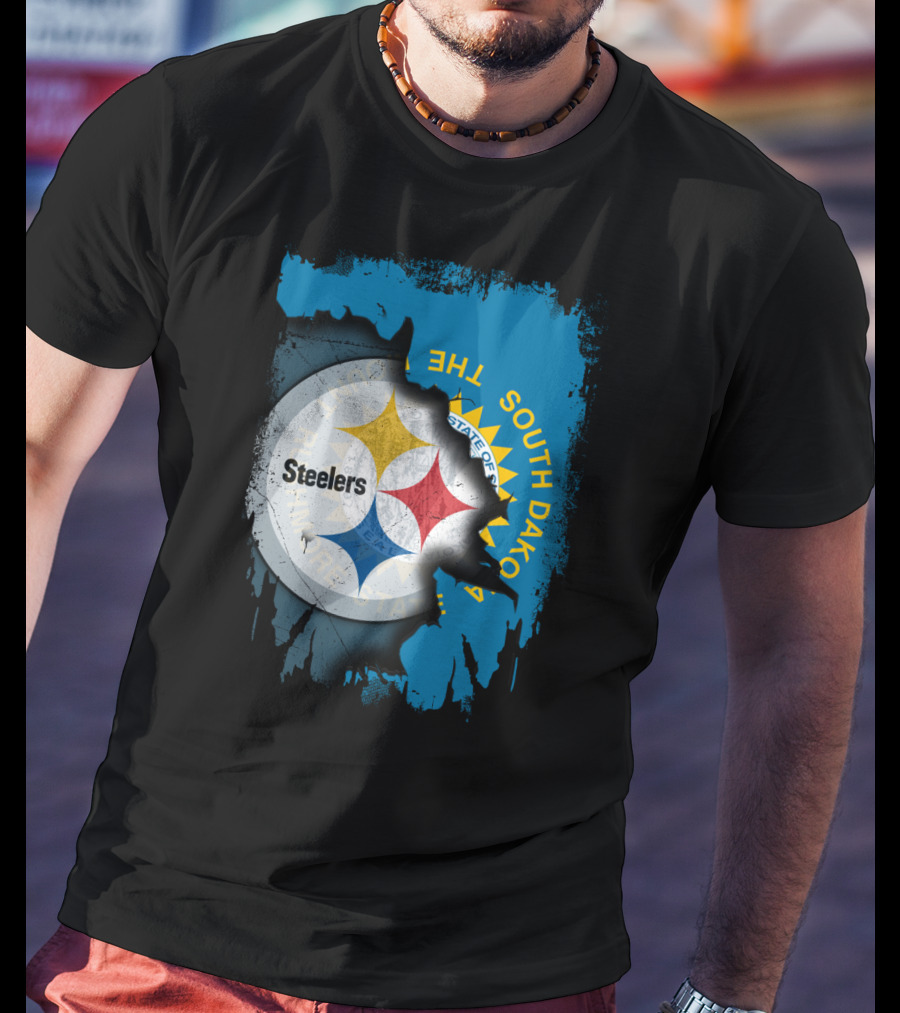 South Dakota State Flag With Steelers Logo Integration T-Shirt
