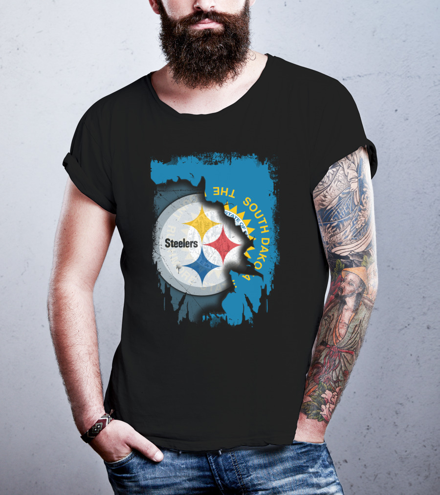 South Dakota State Flag With Steelers Logo Integration T-Shirt