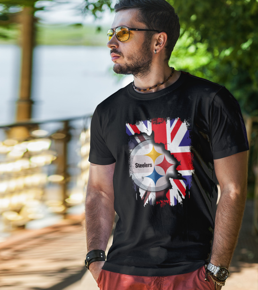 Steelers Union Jack Together United Kingdom Supporters T-Shirt