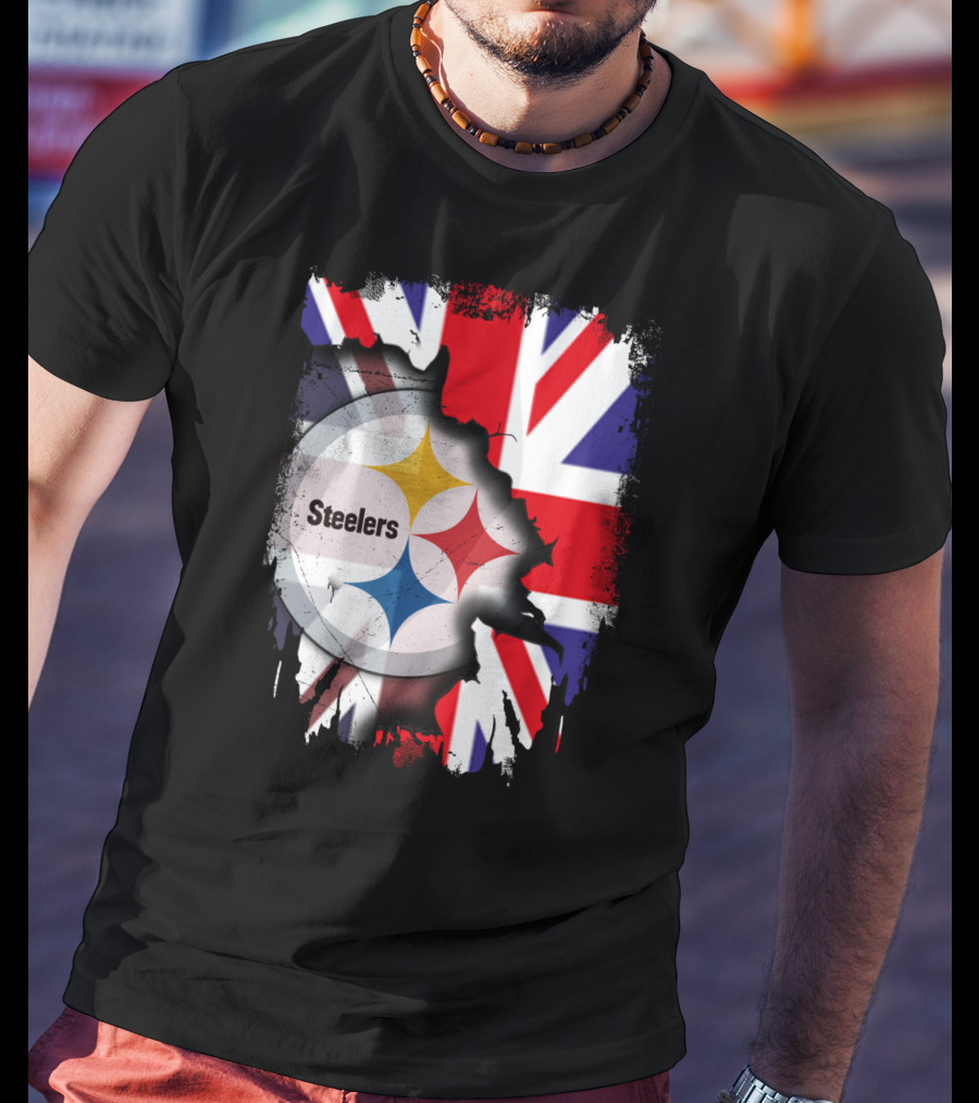Steelers Union Jack Together United Kingdom Supporters T-Shirt