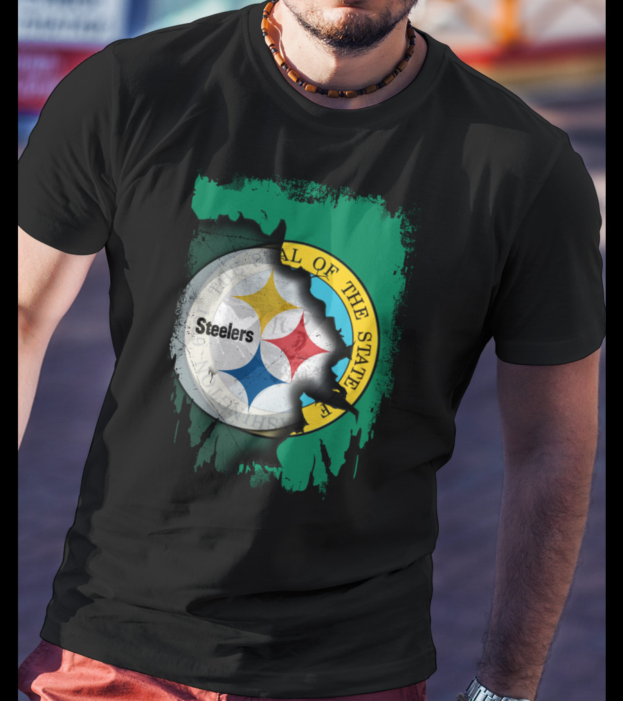Washington State Meets Steelers Football Emblem T-Shirt