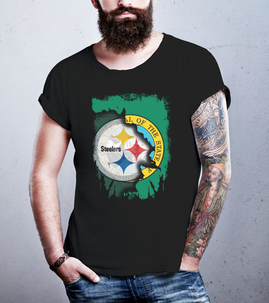 Washington State Meets Steelers Football Emblem T-Shirt