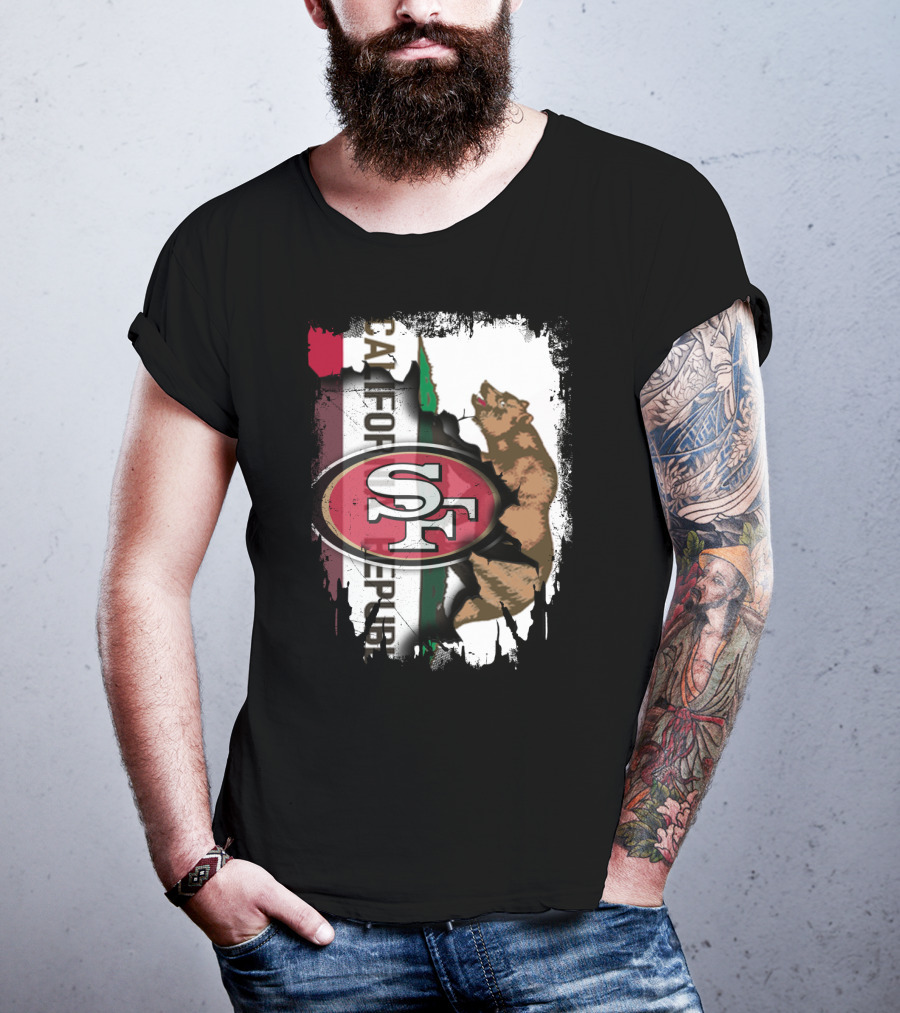 California Republic Bear With 49ers SF T-Shirt