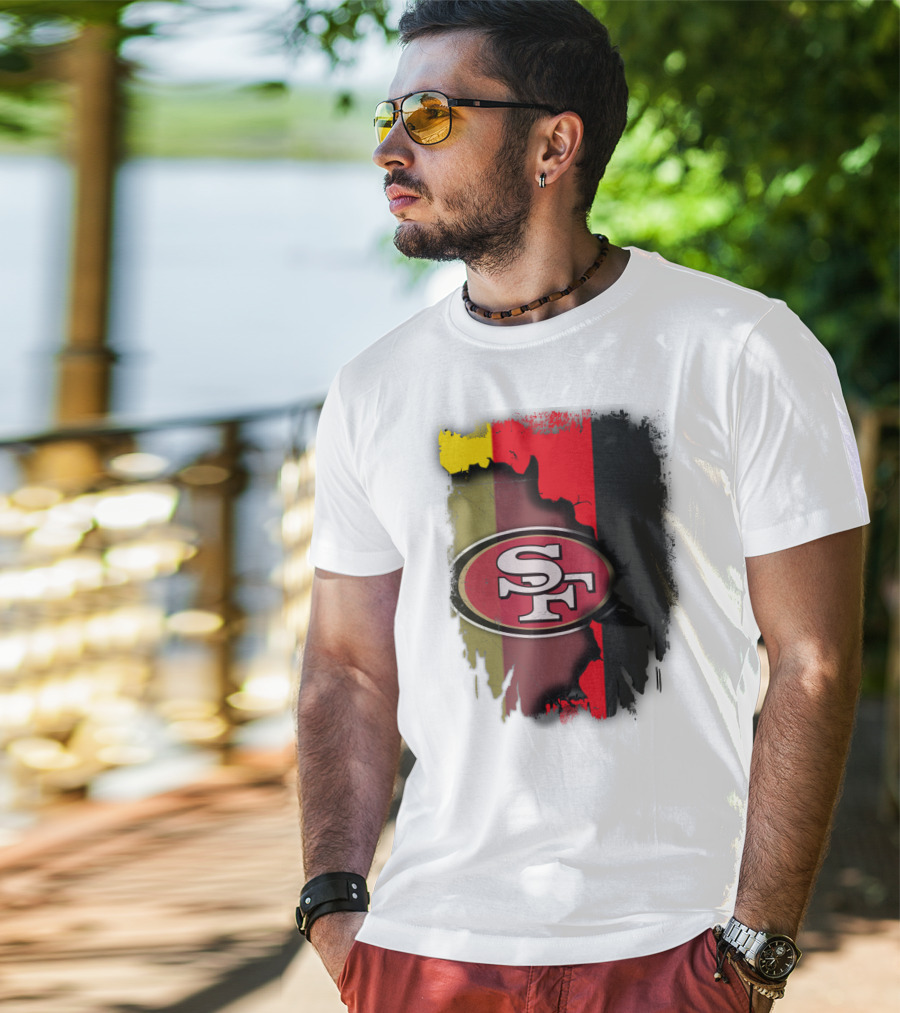 Germany Flag With San Francisco 49ers Logo Blend T-Shirt