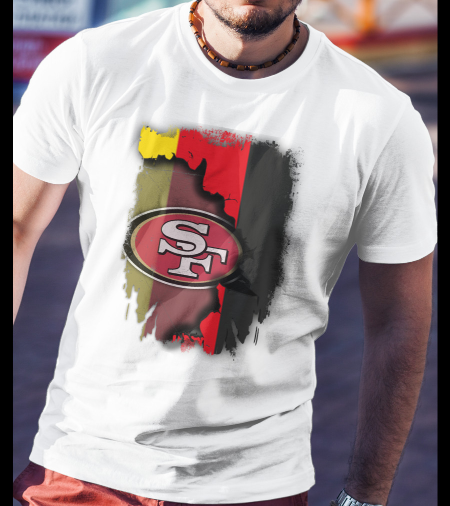 Germany Flag With San Francisco 49ers Logo Blend T-Shirt