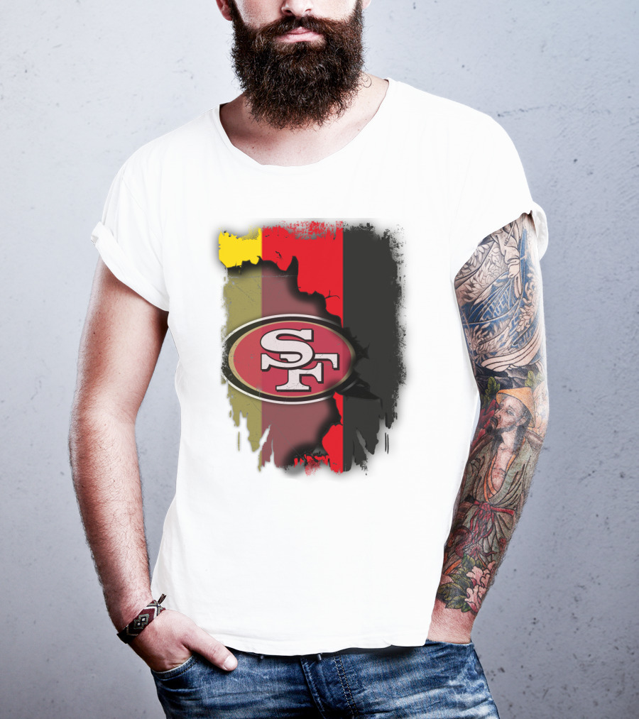 Germany Flag With San Francisco 49ers Logo Blend T-Shirt