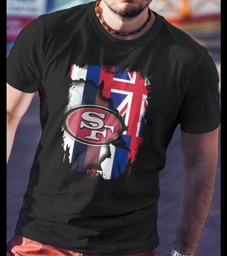 Hawaii 49ers SF Logo With Hawaiian Flag T-Shirt