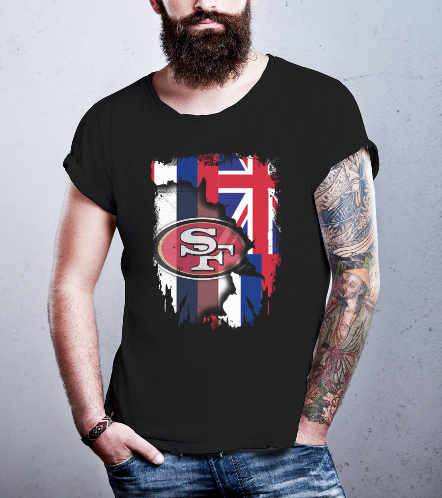 Hawaii 49ers SF Logo With Hawaiian Flag T-Shirt