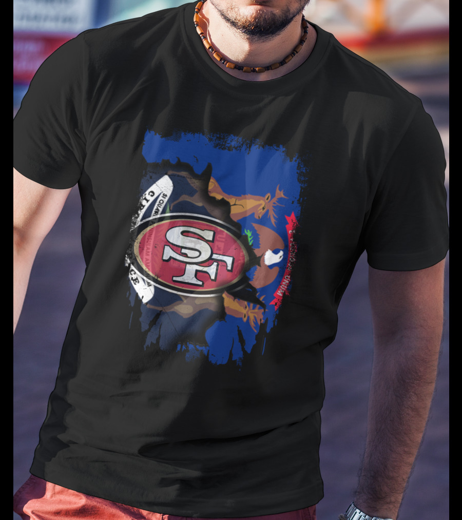 Michigan State Flag With San Francisco 49ers T-Shirt