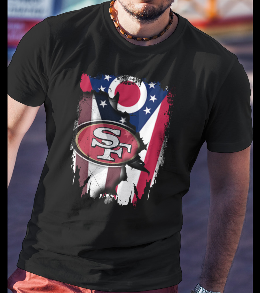 Ohio Flag San Francisco 49ers Sf Logo Fusion T-Shirt