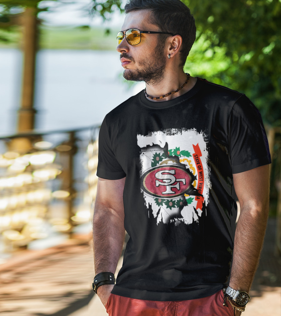 West Virginia State Emblem With San Francisco 49ers Logo Integration T-Shirt