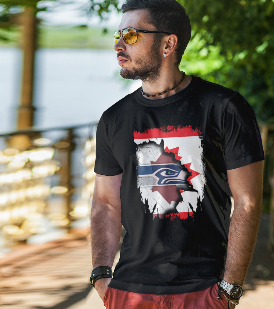 Seahawks And Canada Unity Emblem T-Shirt