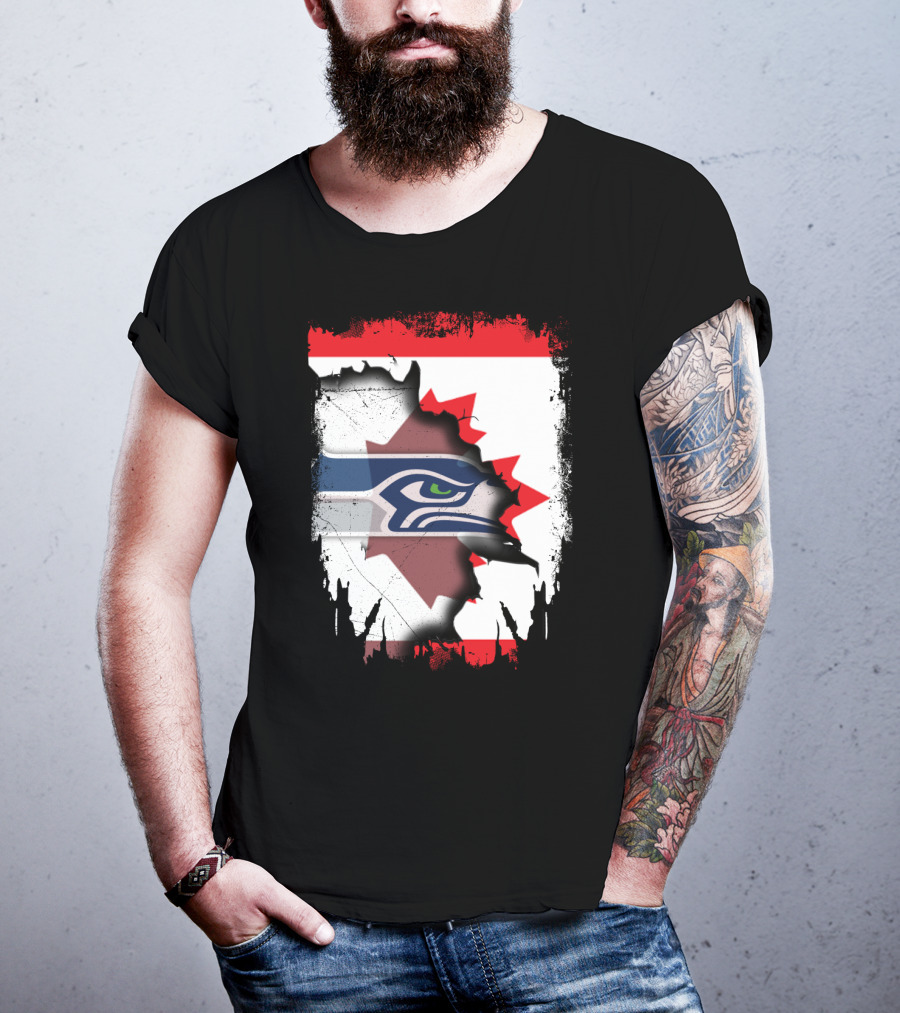 Seahawks And Canada Unity Emblem T-Shirt