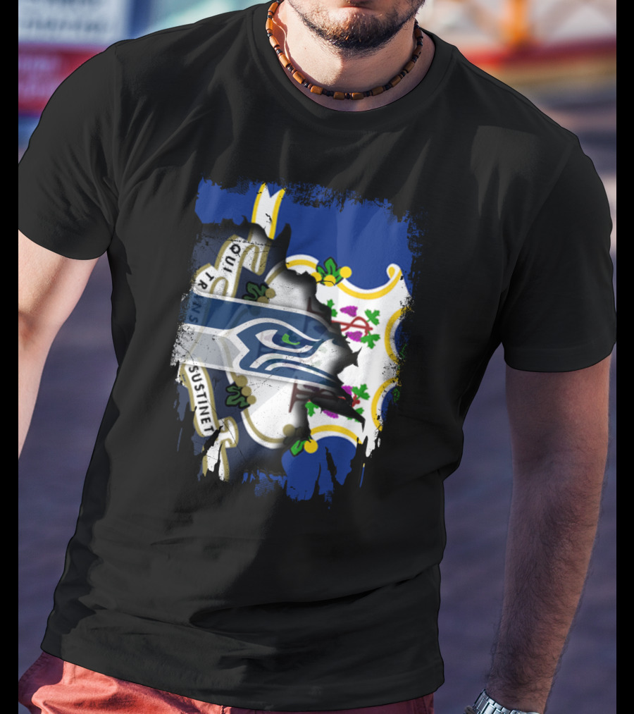 Connecticut State Pride With Seattle Seahawks T-Shirt