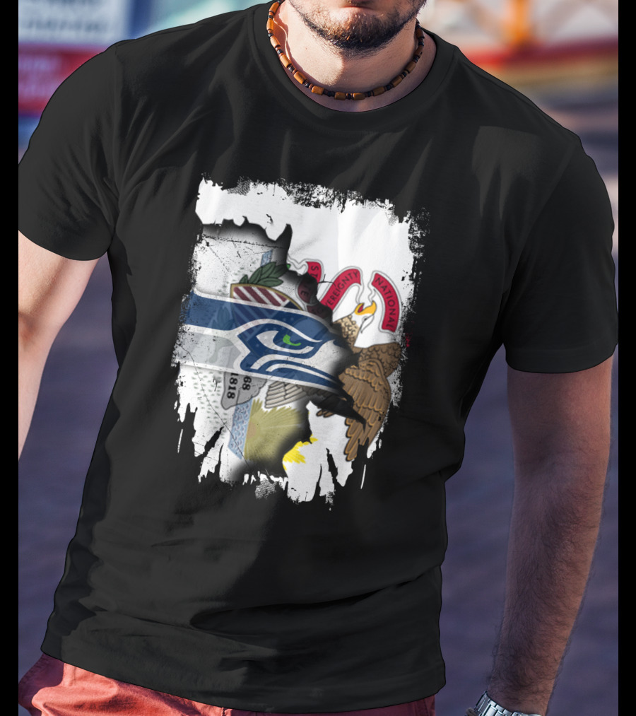 Illinois State And Seattle Seahawks Unity Emblem T-Shirt
