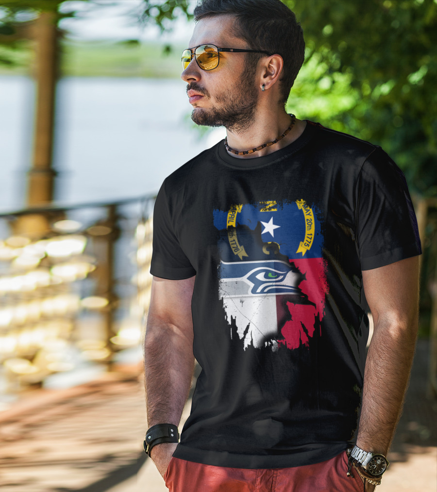 Together North Carolina Flag With Seattle Seahawks T-Shirt