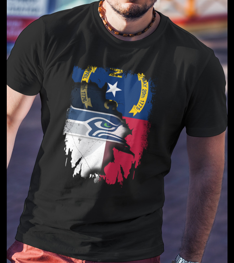 Together North Carolina Flag With Seattle Seahawks T-Shirt