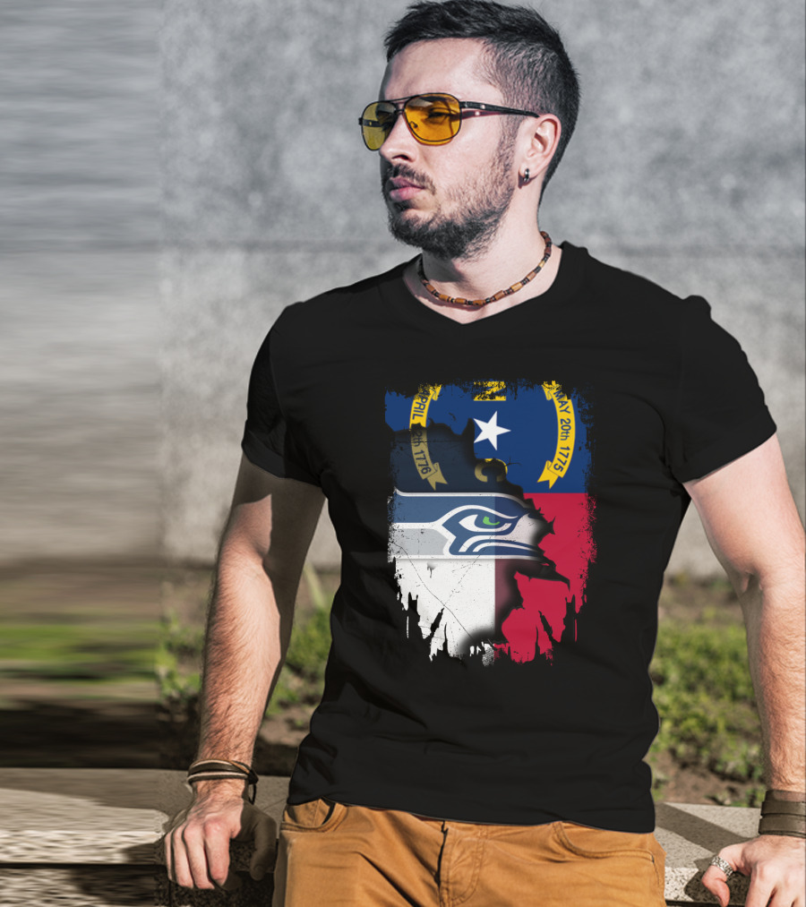 Together North Carolina Flag With Seattle Seahawks T-Shirt