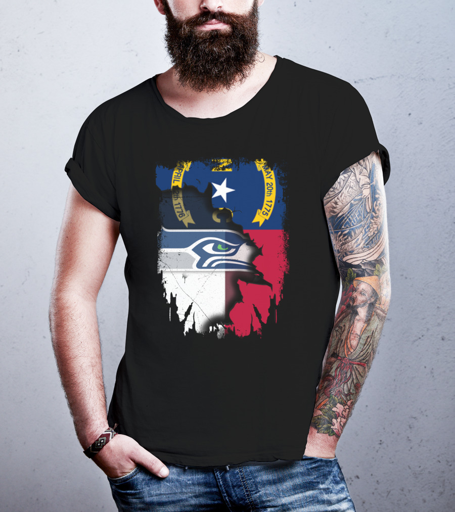 Together North Carolina Flag With Seattle Seahawks T-Shirt