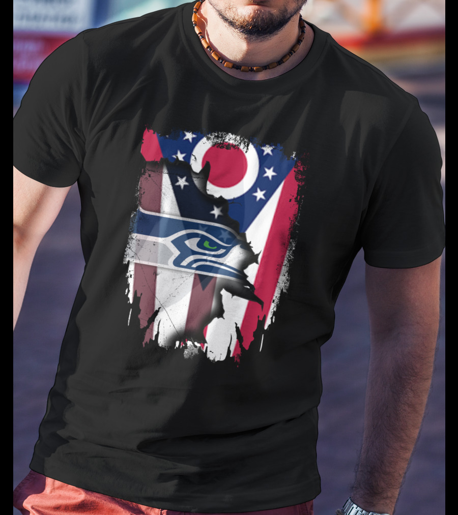 Together Ohio With Seahawks Flag Football Fandom T-Shirt