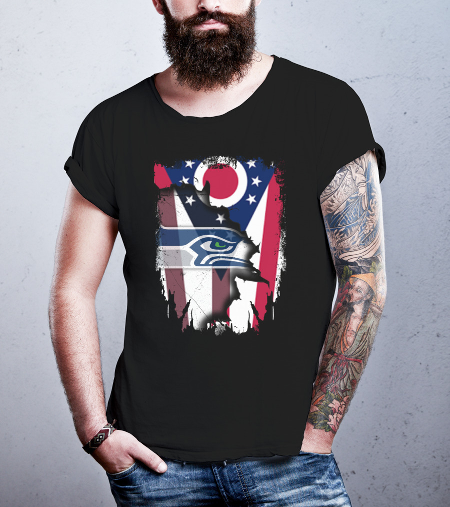 Together Ohio With Seahawks Flag Football Fandom T-Shirt