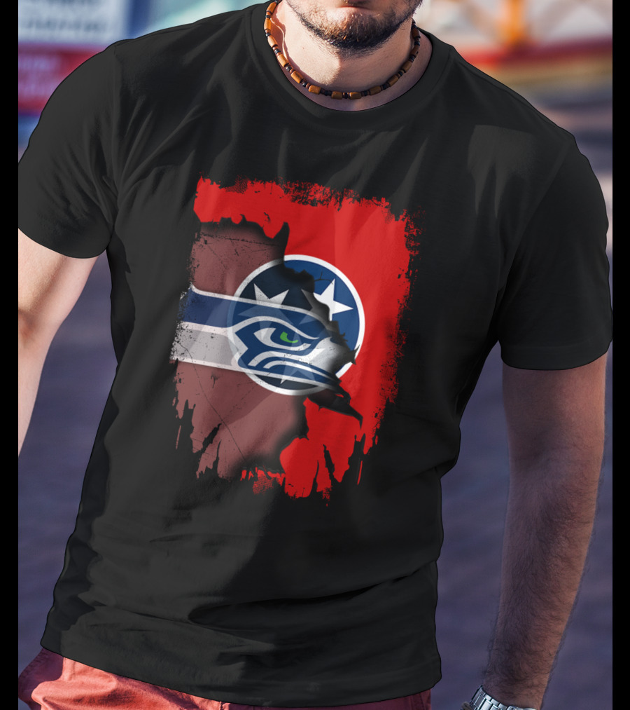 Tennessee Flag Seahawks Logo Fusion T-Shirt