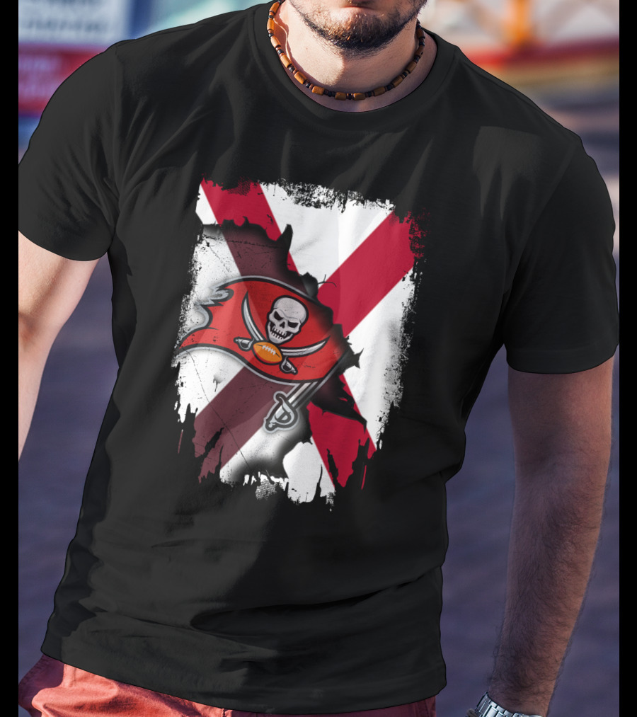 Alabama State Flag With Buccaneers Logo Together T-Shirt