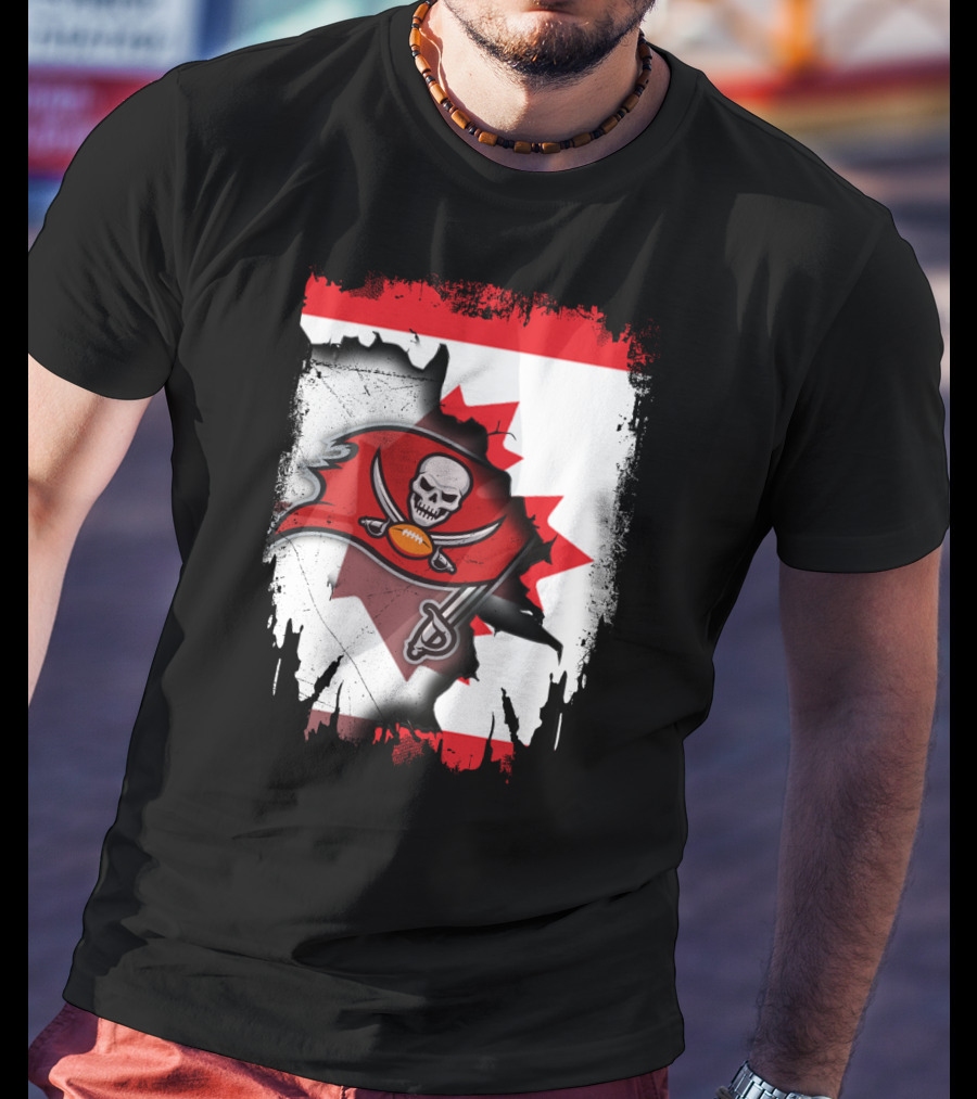 Canada Flag Buccaneers Football Fusion T-Shirt