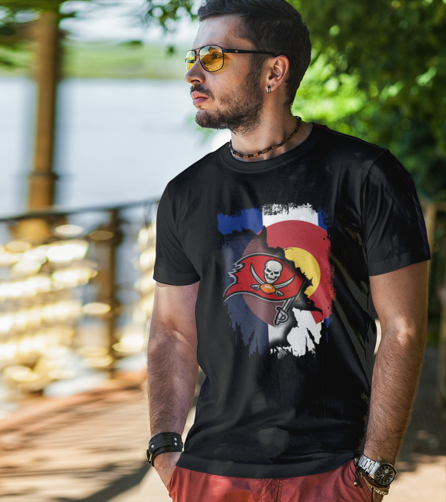 Colorado Flag With Buccaneers Logo Integration T-Shirt
