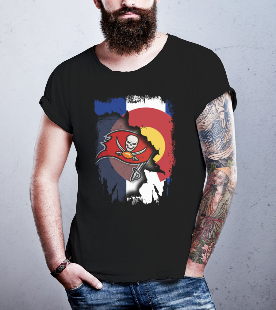 Colorado Flag With Buccaneers Logo Integration T-Shirt
