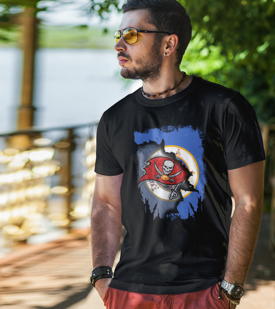 Together Minnesota Flag With Buccaneers Football Skull T-Shirt