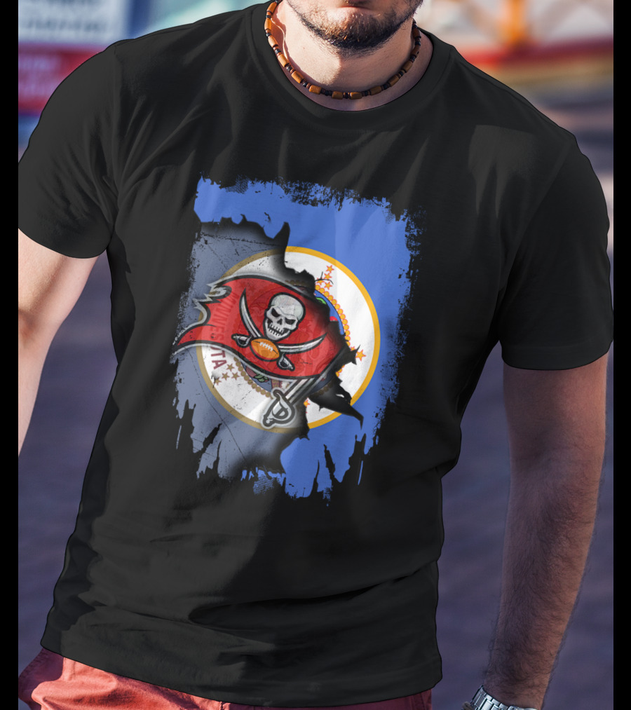 Together Minnesota Flag With Buccaneers Football Skull T-Shirt