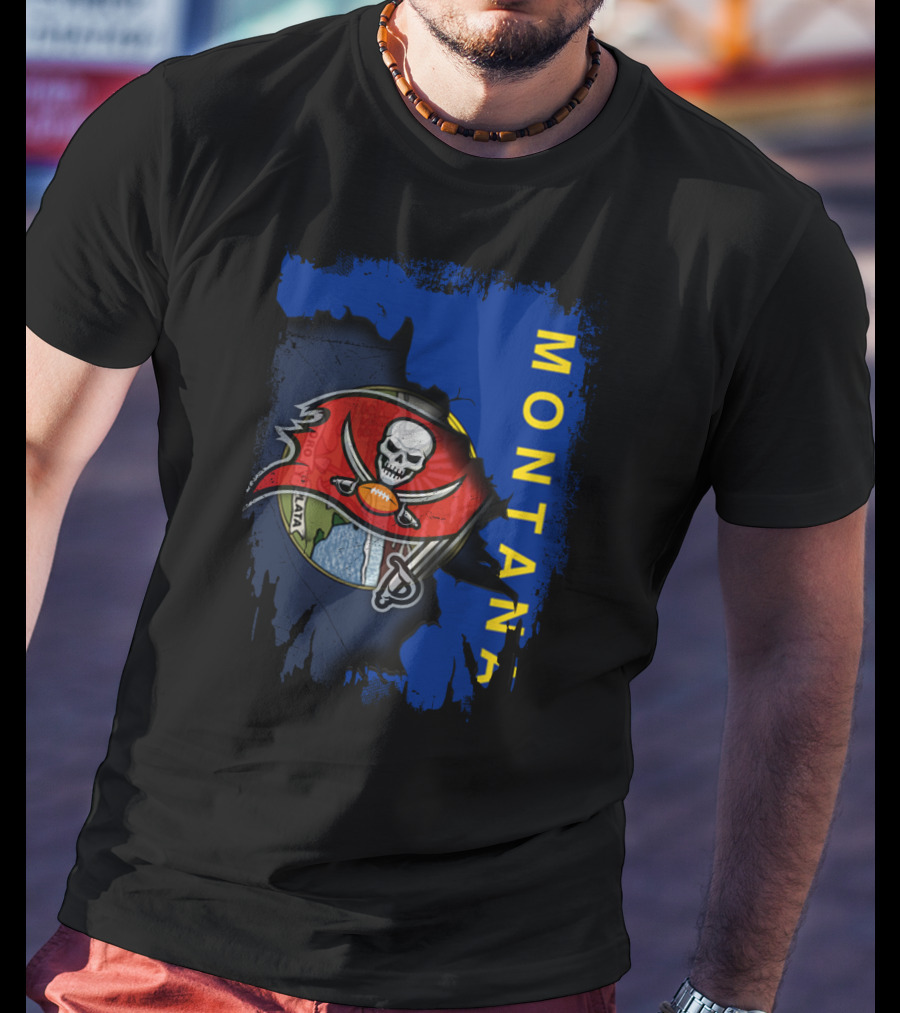 Montana Buccaneers Skull Football Logo Map T-Shirt