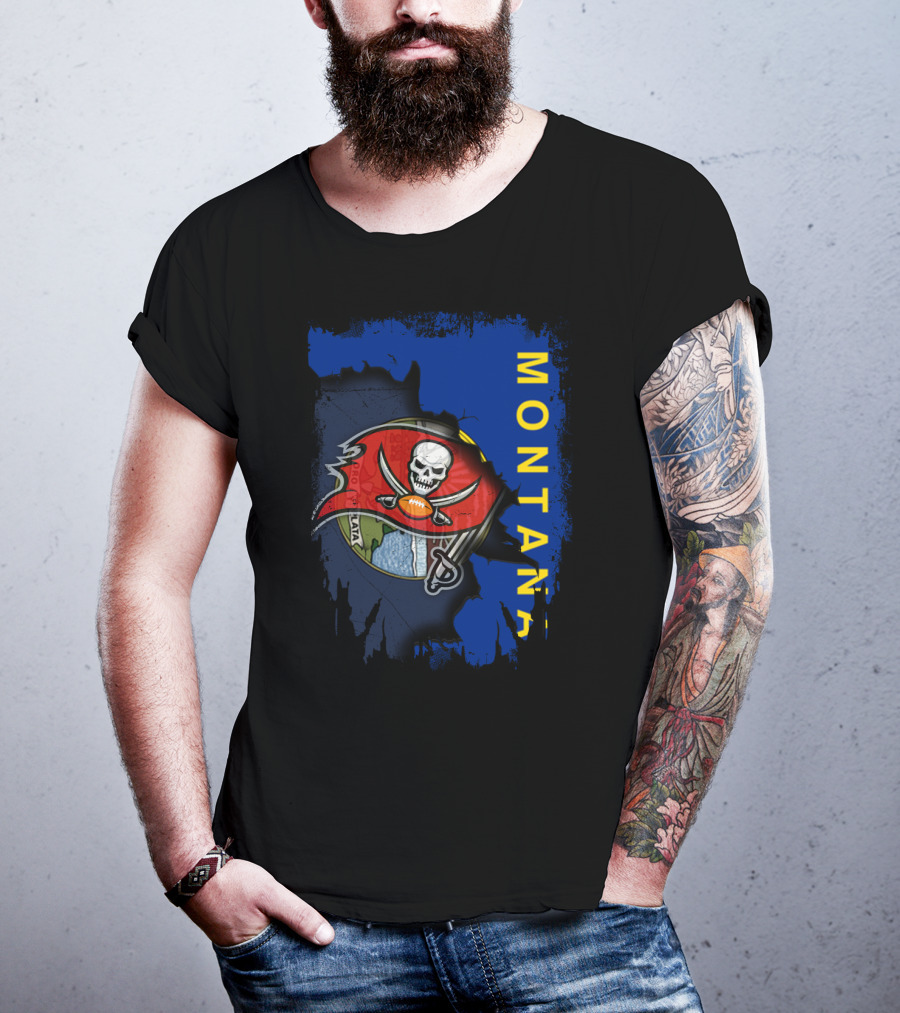 Montana Buccaneers Skull Football Logo Map T-Shirt
