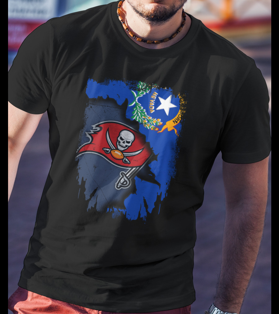 Nevada State With Buccaneers Football Flag Integration T-Shirt