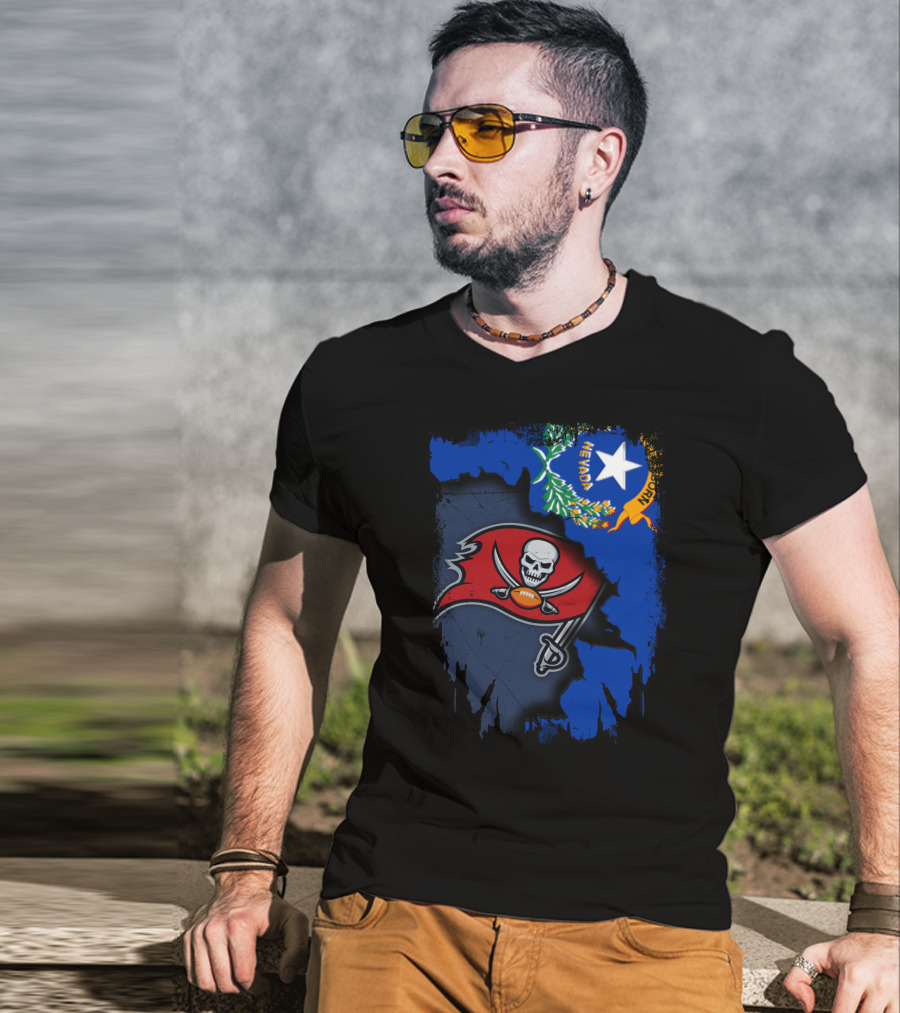 Nevada State With Buccaneers Football Flag Integration T-Shirt